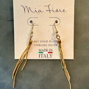 New Mia Fiore 18kt gold plated sterling silver tassel drop dangle earrings